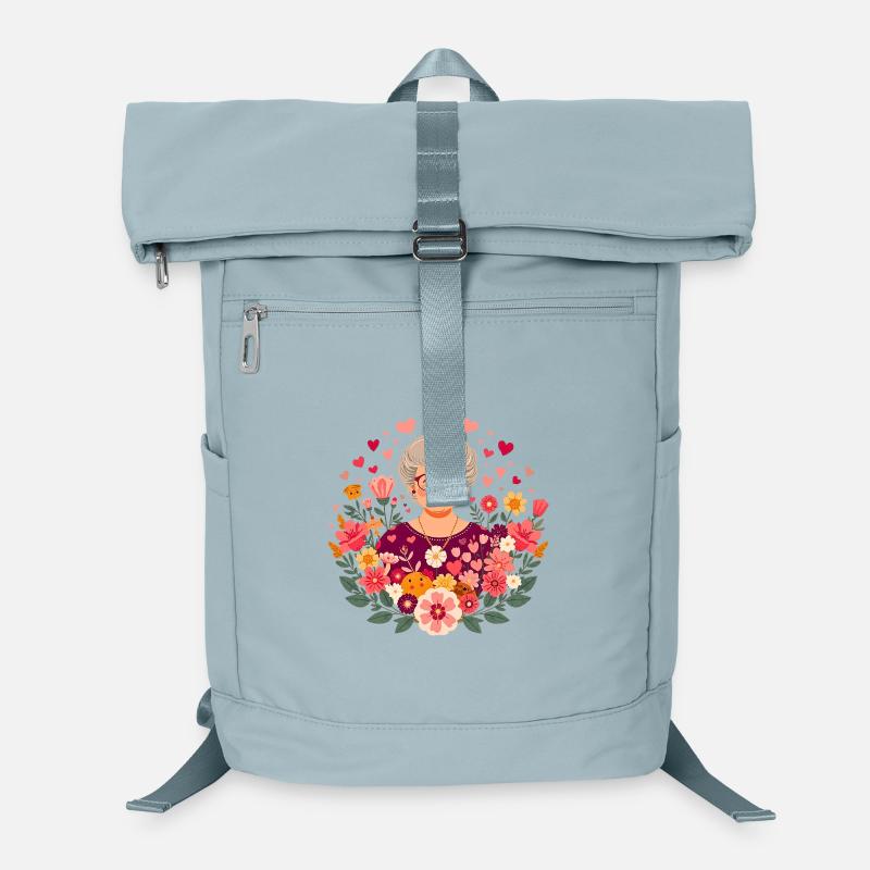 Floral Grandmom - Laptop Backpack - ice blue
