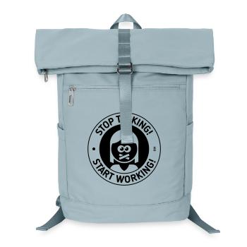 Arrêtez de parler ! Commencez à travailler ! (Femme / Noir) - Sac à dos ordinateur - bleu glacier - Devant