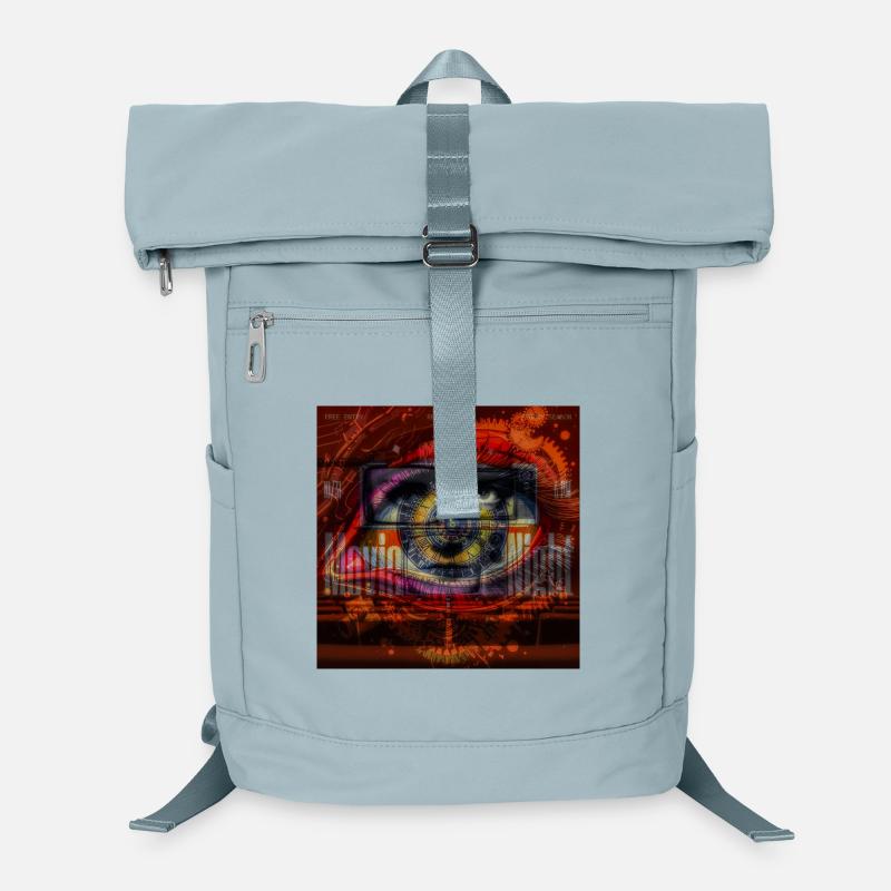 Décor rétro coloré d’œil et d’horloge Sac à dos ordinateur
