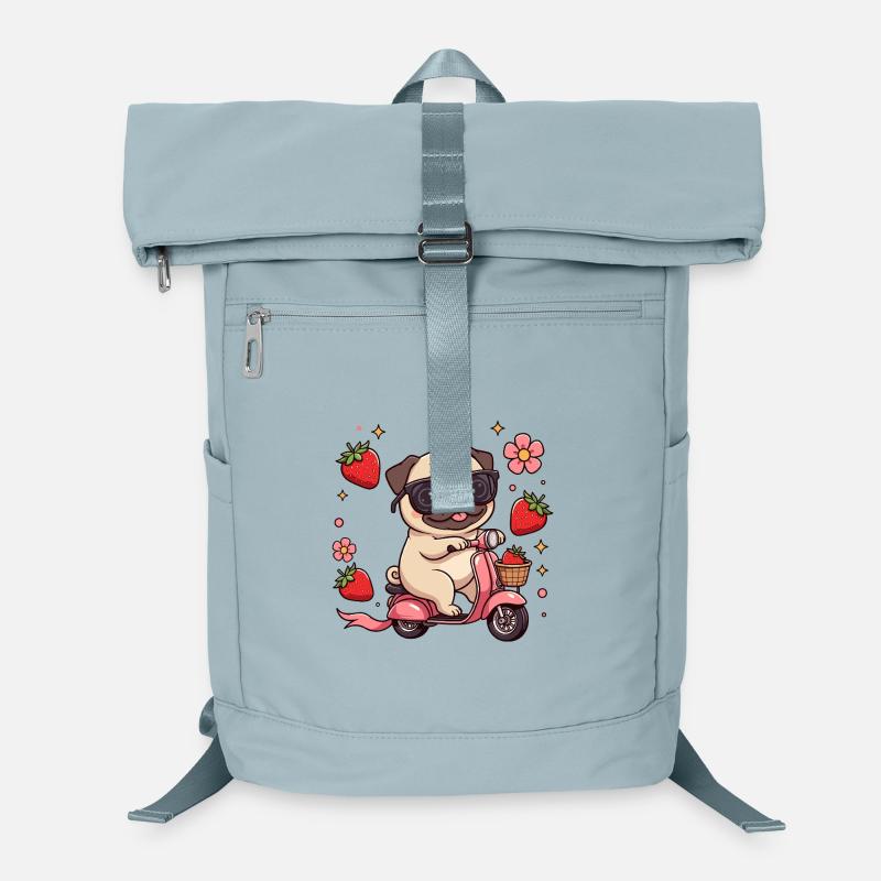Cool Pug Scooter Fahrer Kawaii Sommerkunst Laptop-Rucksack 