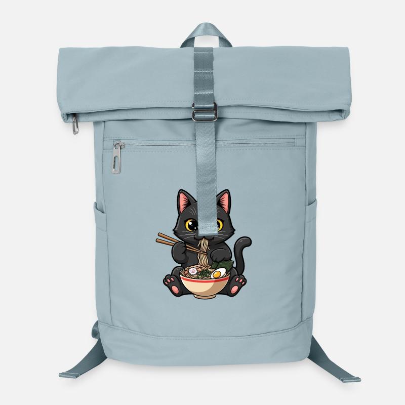 Chat noir ramen gourmand Sac à dos ordinateur