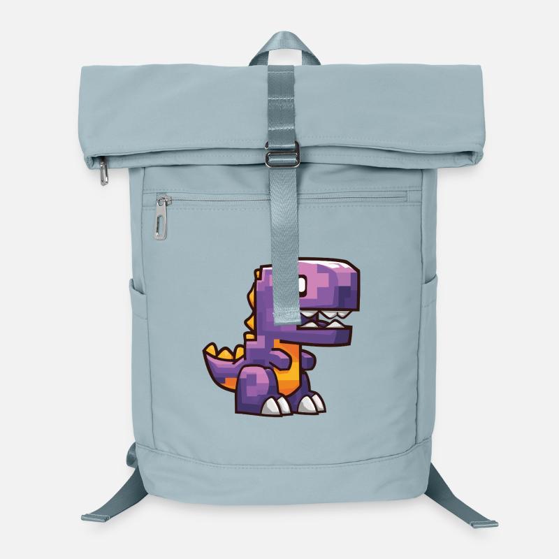Pixel Dino – Purple Cartoon T-Rex Laptop Backpack