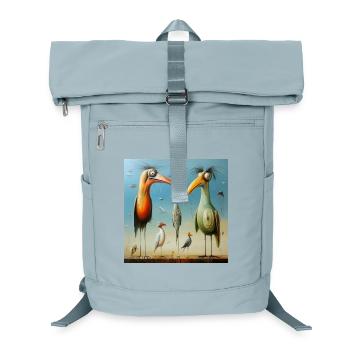Volée surréaliste d’oiseaux sur la plage - Sac à dos ordinateur - bleu glacier - Devant