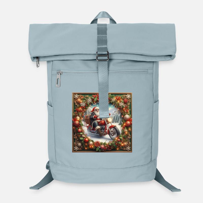 Le Père Noël sur une moto à cadre Sac à dos ordinateur