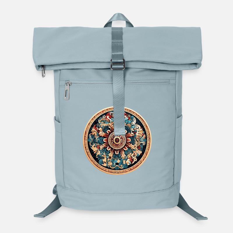 Rundes Mandala-Blumenornament Laptop-Rucksack 