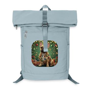 Festive French Bulldog Light Garland - Laptop Backpack - ice blue - Front