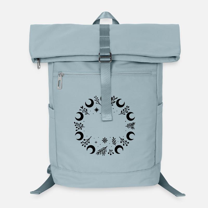 Couronne de Noël mystique avec lunes, branches et étoiles - Sac à dos ordinateur - bleu glacier