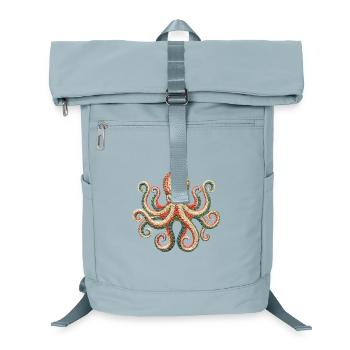 Bestickter Oktopus – auffälliges Meerestier-Design - Laptop-Rucksack  - Eisblau - Vorne