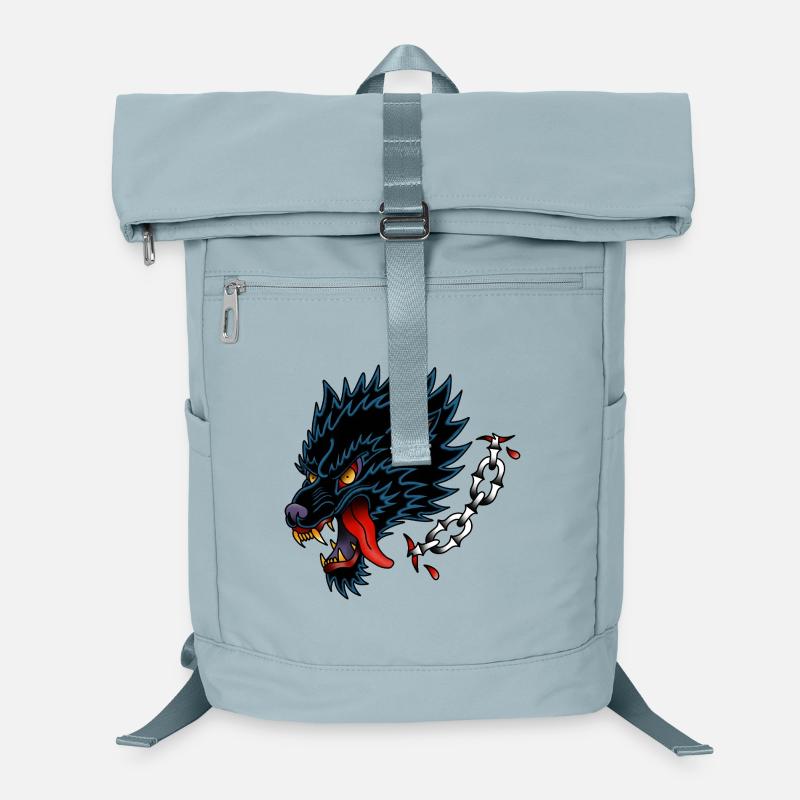  Black Wolf Old school Tattoo Design Laptop Backpack
