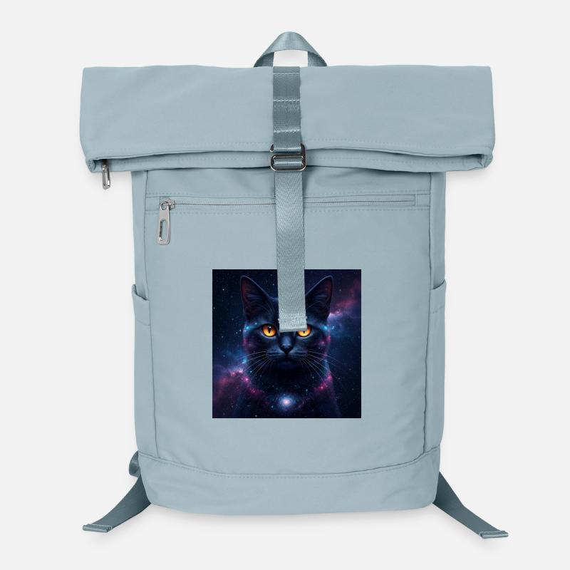 Galaxie Chat Visage de chaton Yeux de nébuleuse Œufs Art de chat de l’espace Sac à dos ordinateur