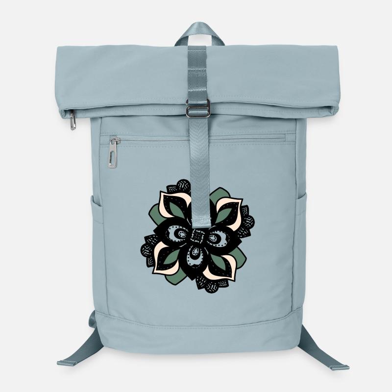 Mandala Fleur Pêche Verte Sac à dos ordinateur