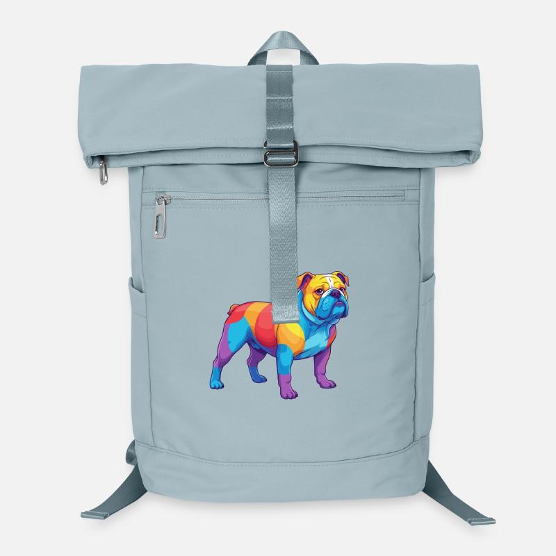 Bunte Bulldogge-Regenbogen-Pop-Art-Aquarell Laptop-Rucksack 