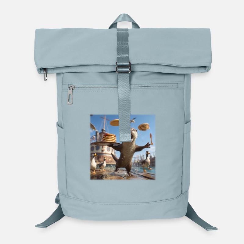Loutre drôle avec un design chaos de crêpes Sac à dos ordinateur