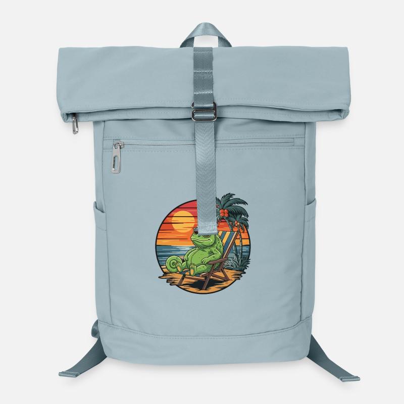 Funny Chameleon on Beach Summer Vacation Sunset Laptop Backpack