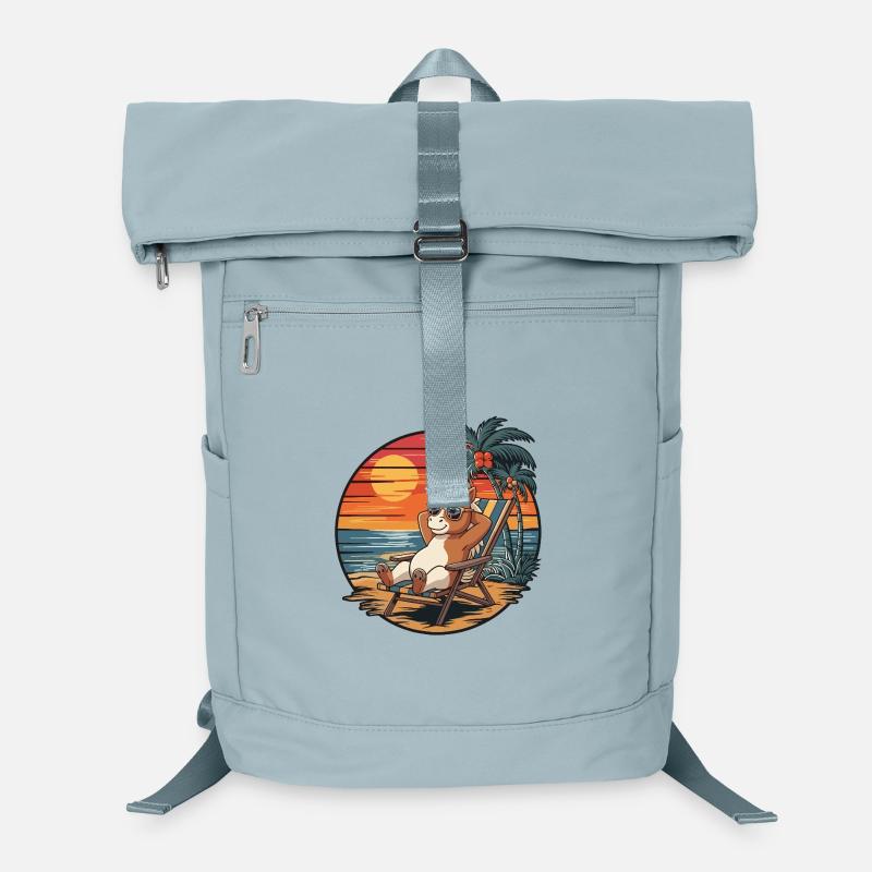 Ponny drôle sur le coucher de soleil des vacances d’été à la plage Sac à dos ordinateur