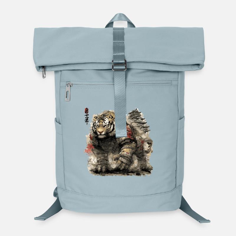 Tiger Samurai Armor in front of castle Laptop Backpack