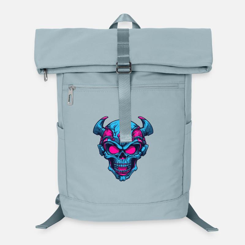 Neon Dämonenschädel Laptop-Rucksack 