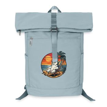 Funny Husky Dog on Beach Summer Vacation Sunset - Laptop Backpack - ice blue - Front