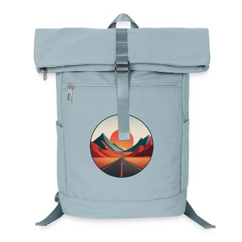 Vintage-Reiselogo – Abenteurer – Retro-Landschaft - Laptop-Rucksack  - Eisblau - Vorne
