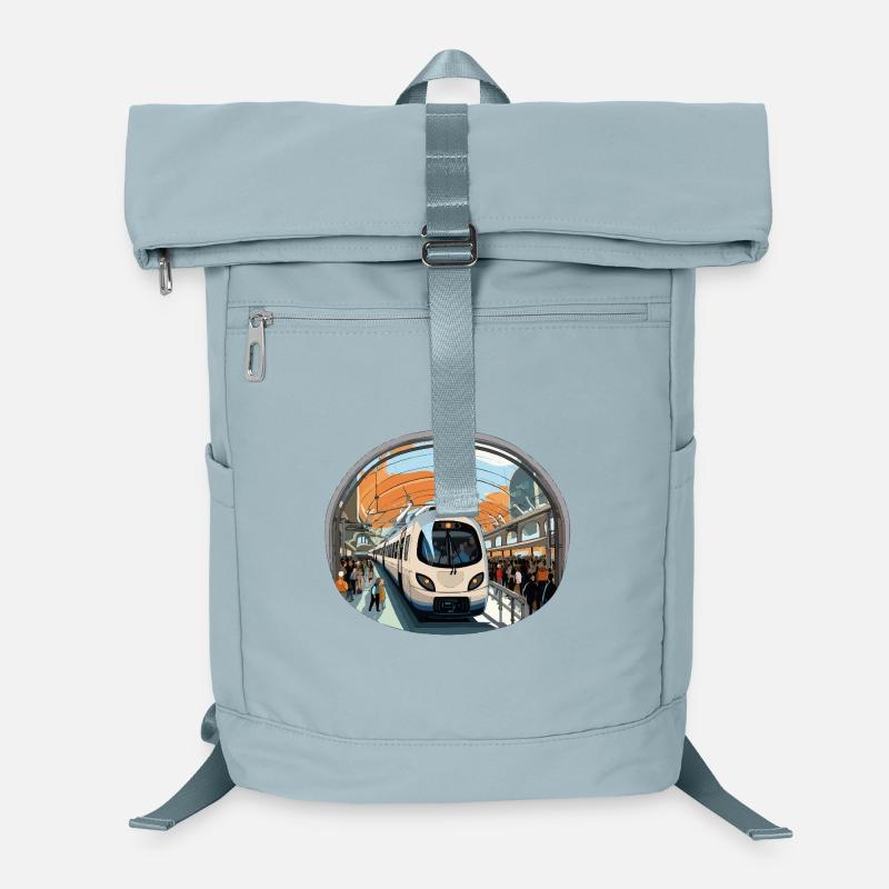 Zug am Orangendrahtbahnhof Laptop-Rucksack 