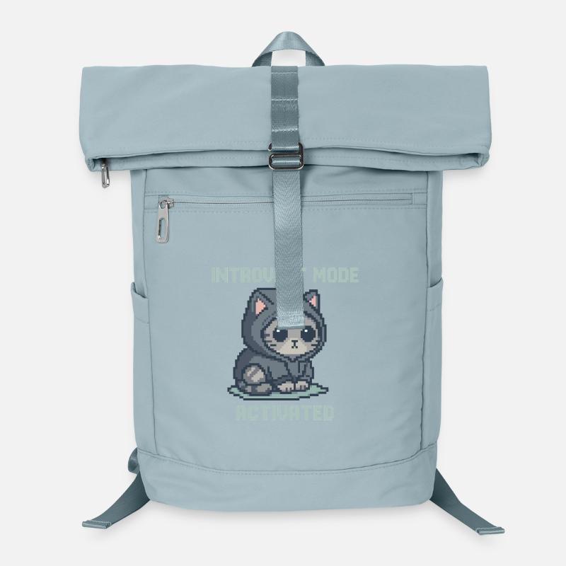 Introvert Mode – Hoodie-Katze in Pixelstil Laptop-Rucksack 