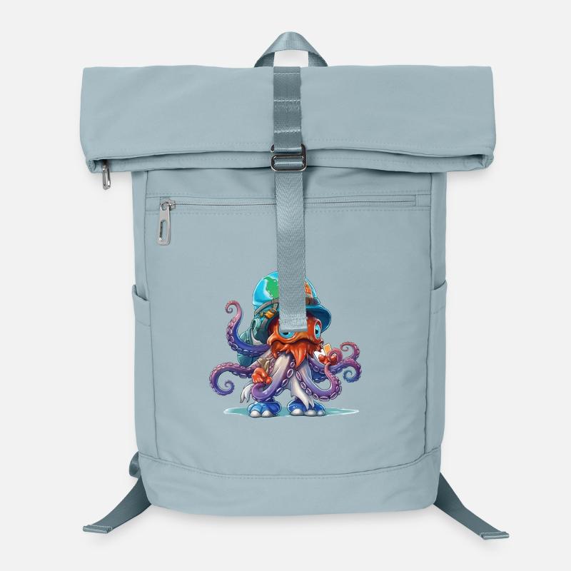 Octopus Explorer with World Map Helmet Laptop Backpack