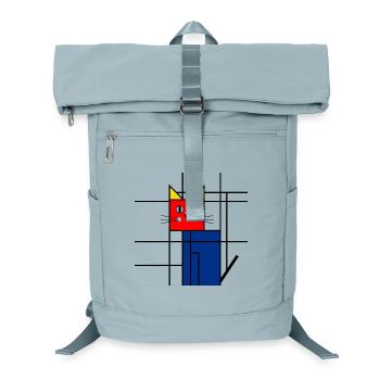 Art abstrait du chat - Mondrian géométrique - Sac à dos ordinateur - bleu glacier - Devant