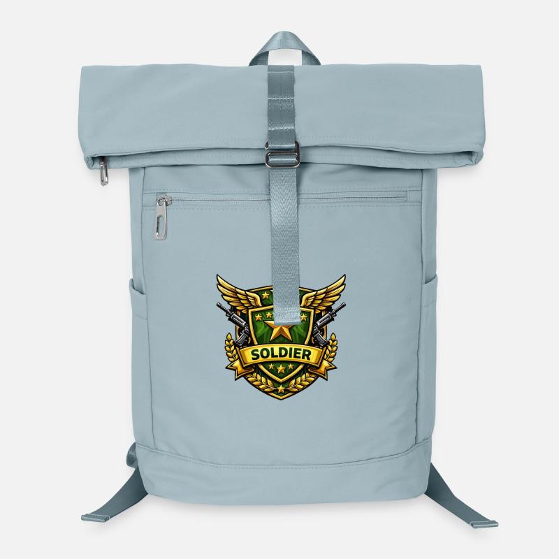 Bouclier de soldat avec étoiles et ailes Sac à dos ordinateur