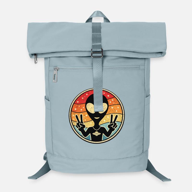 Außerirdischer Friedens Retro Sticker Laptop-Rucksack 