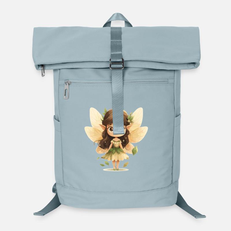 Fille fée en robe de feuille Sac à dos ordinateur
