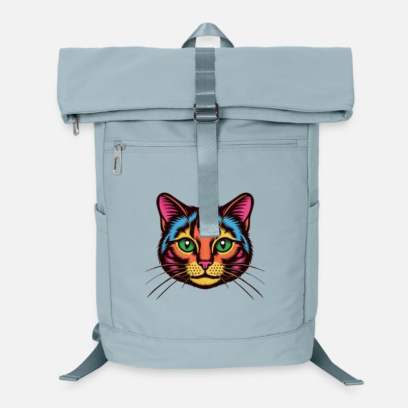 Bunte Katzen Popart Gesicht Laptop-Rucksack 