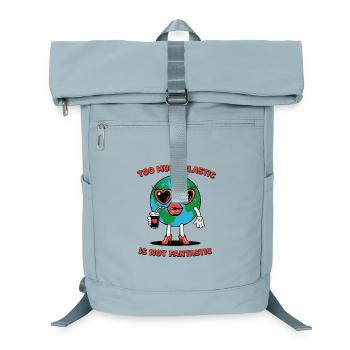 Plastic Is Not Fantastic Ironischer Umwelt Spruch - Laptop-Rucksack  - Eisblau - Vorne