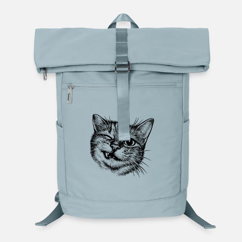 Funny Cat – Winking Halftone Motif Laptop Backpack