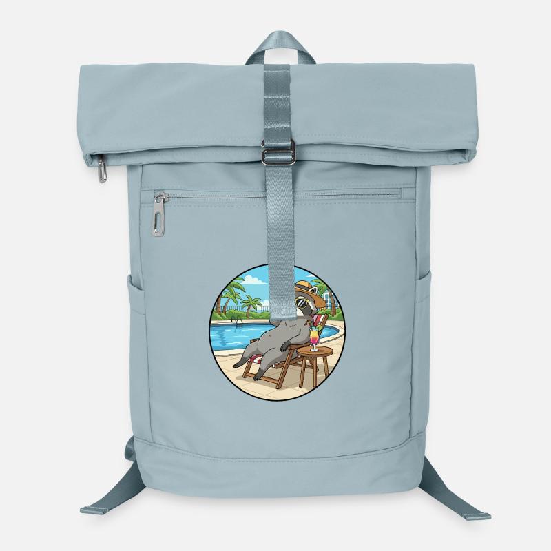 Sommer-Waschbär-Tier entspannt sich am Pool Laptop-Rucksack 