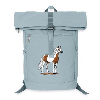 Braun-Weiße Scheiber-Pferde-Reiter-Eleganz - Laptop-Rucksack  - Eisblau - Vorne