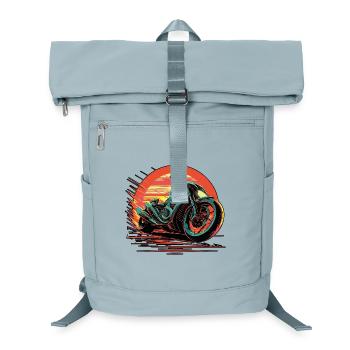 Sport moto in blue tones driving fast on a sunset - Laptop Backpack - ice blue - Front