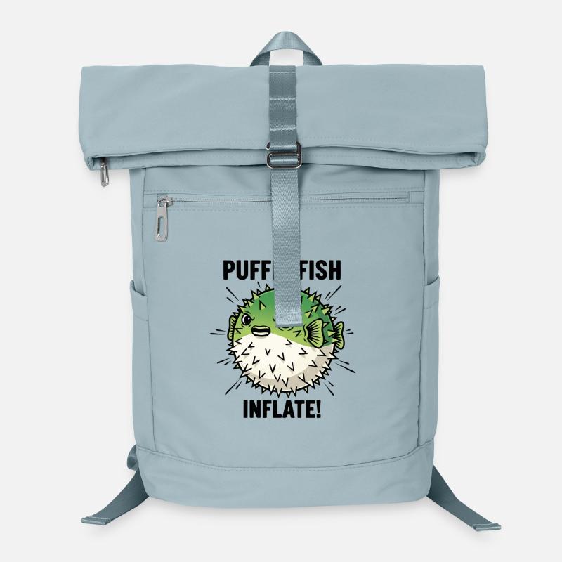 Poisson Globe Danger Inflate Pufferfish Noir Sac à dos ordinateur