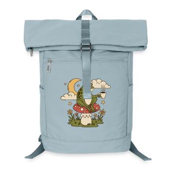 Ein Frosch mit einem Becher sitzt auf einem Pilz - Laptop-Rucksack  - Eisblau - Vorne