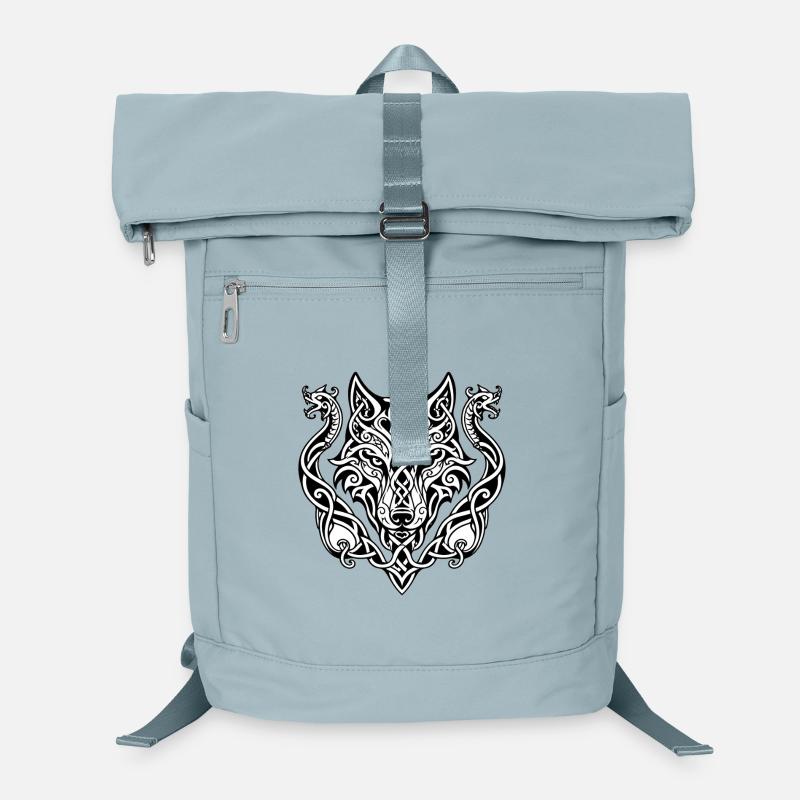 Keltischer Wolfkopf Knotendesign Laptop-Rucksack 