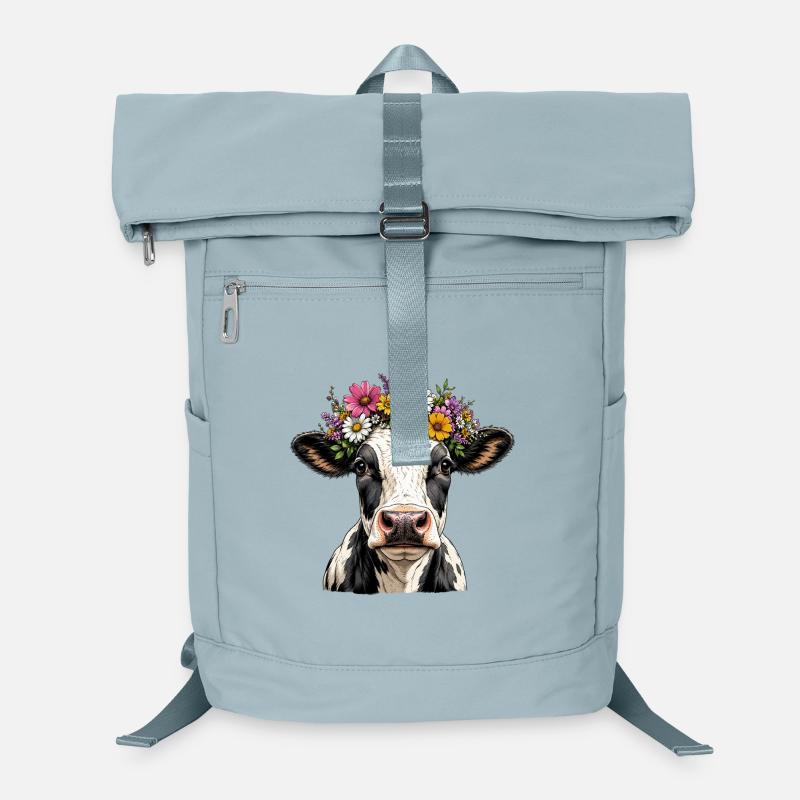 Vache décorée floral Sac à dos ordinateur
