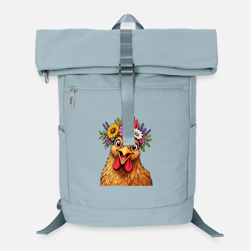Poulet décoré de fleurs Sac à dos ordinateur
