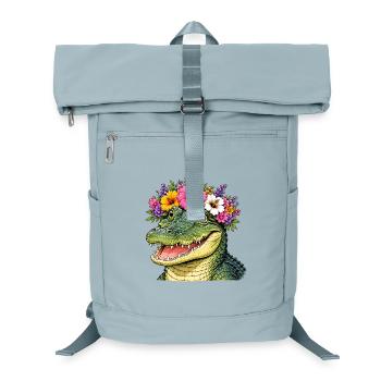 Crocodile décoré floral - Sac à dos ordinateur - bleu glacier - Devant