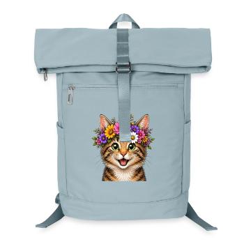 Cat with floral decoration - Laptop Backpack - ice blue - Front