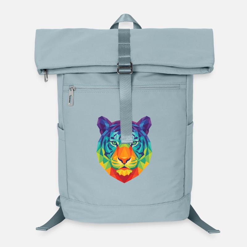 Neon Blue Geometric Tiger Head Pop Art Laptop Backpack