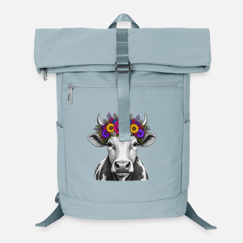 Vache avec couronne de fleurs Sac à dos ordinateur