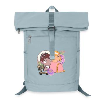 Kawaii Bear on Mobility Scooter & Sweets - Laptop Backpack - ice blue - Front