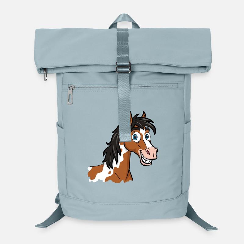 Eine Karikaturzeichnung eines lächelnden Abaco-Pferdes Laptop-Rucksack 
