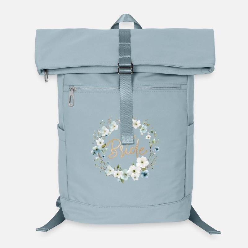Team Bride Weiss Blau Blumenkranz Laptop-Rucksack 