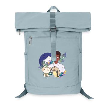 Anime-Junge und Tiere mit Krücken-Kunst - Laptop-Rucksack  - Eisblau - Vorne