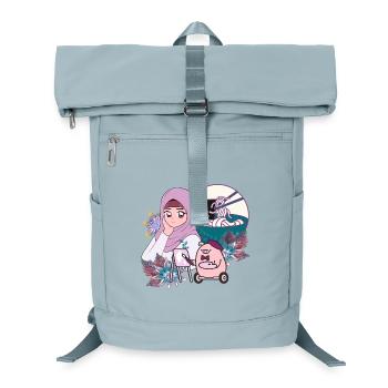 Mangaka, Ramen et Cochon en fauteuil roulant - Sac à dos ordinateur - bleu glacier - Devant